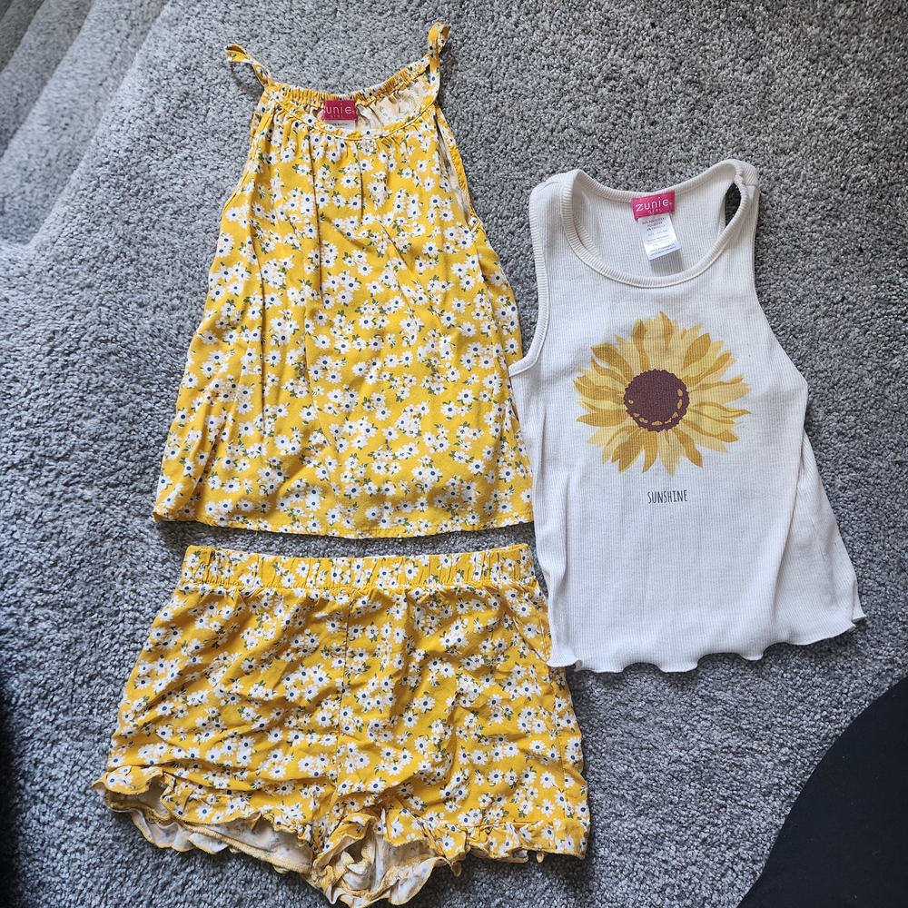 Sunny Yellow Floral Kids Matching Summer Set